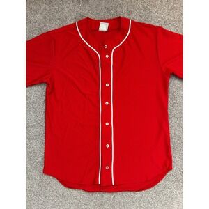 Retro Vibe Sports Baseball Jersey Mens Medium Red Excellent Mesh Button Up N4184